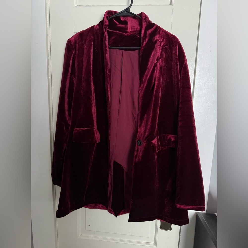 Elegant Velvet Burgundy Jacket